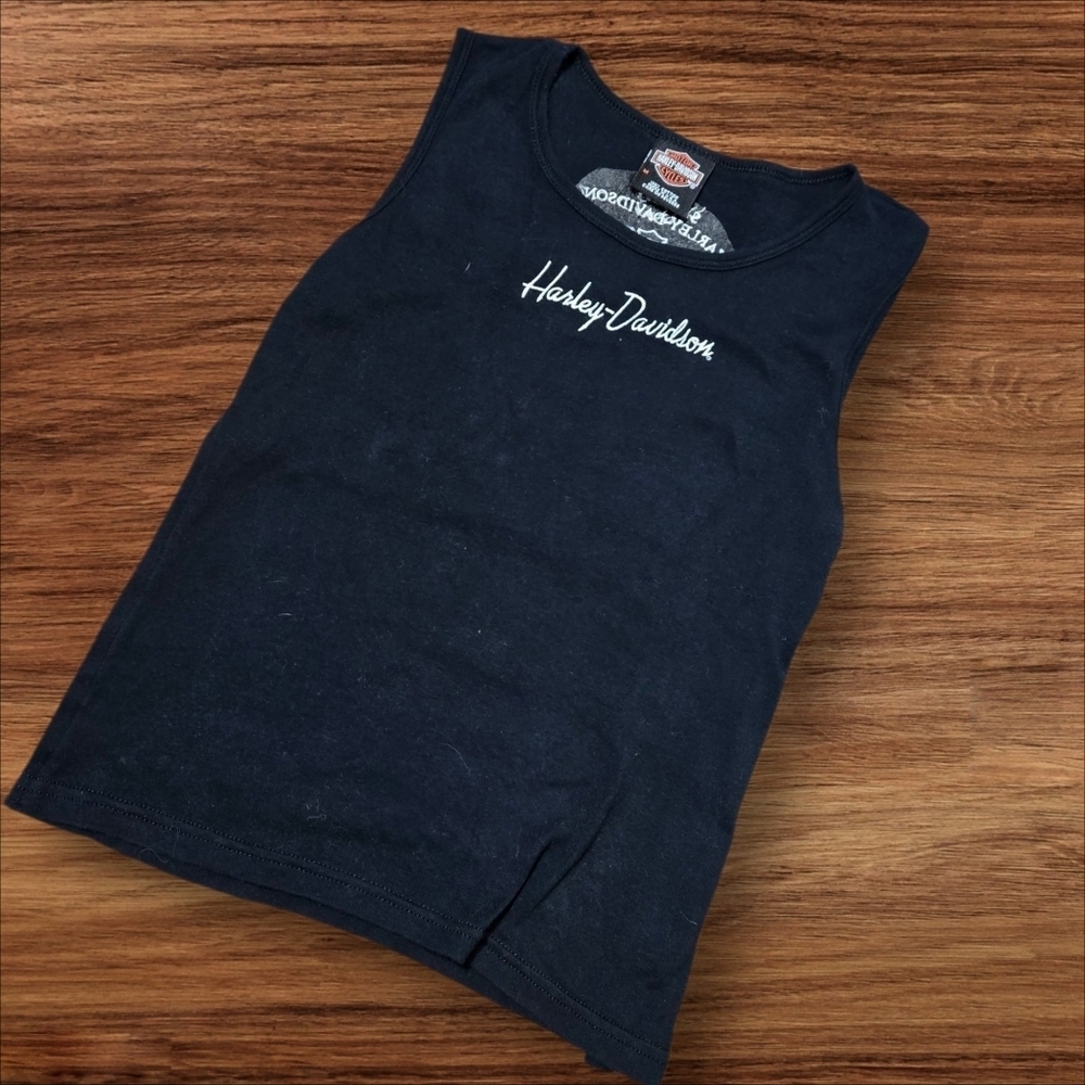 Harley Davudson Washington State Black Tank Rhinestone Sides